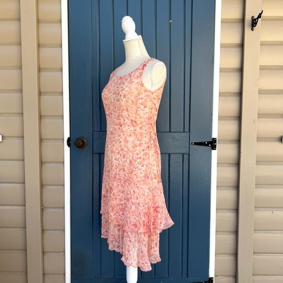 PETITE SOPHISTICATE Fairycore Vintage 90s Y2K Pink Floral 100% Silk dress Size 8 - Picture 4 of 9